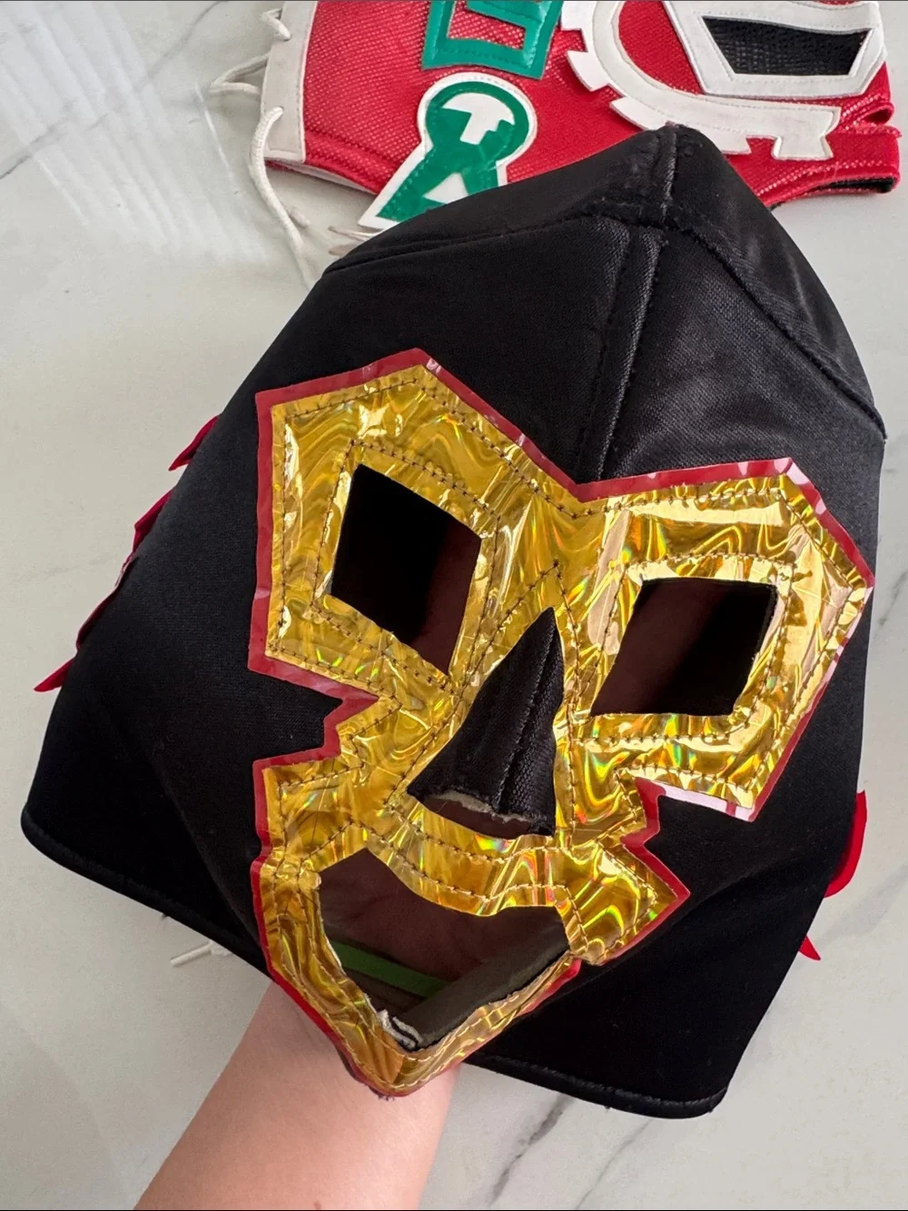 Halloween Kids Superhero Luchador Mexican Masks Set - Red, Black & Green